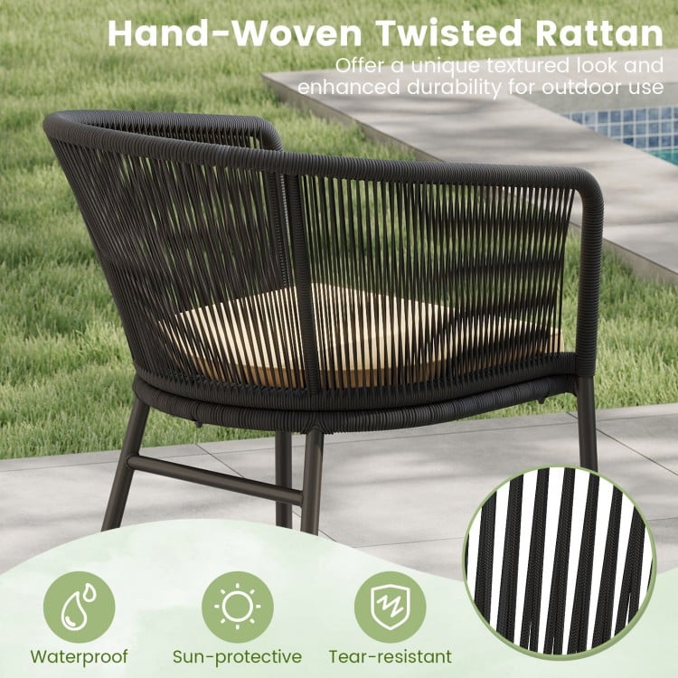 Patio Chairs Set of 4 with Seat Cushion and Curved Backrest for Patio-Black