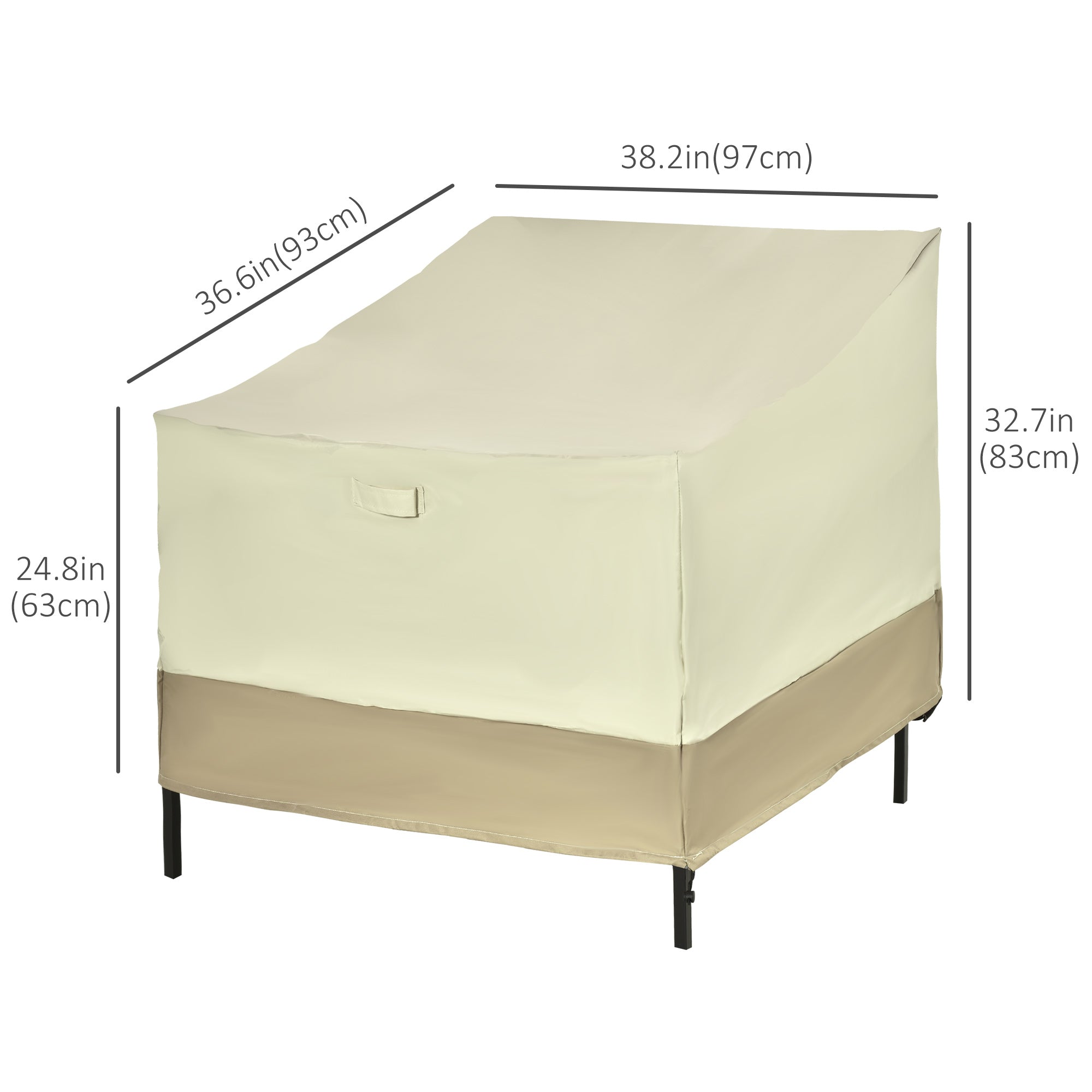 Outsunny Outdoor Furniture Covers Waterproof White 38.2" L x 36.6" W x 24.8"/32.7"H 600D Oxford Cloth