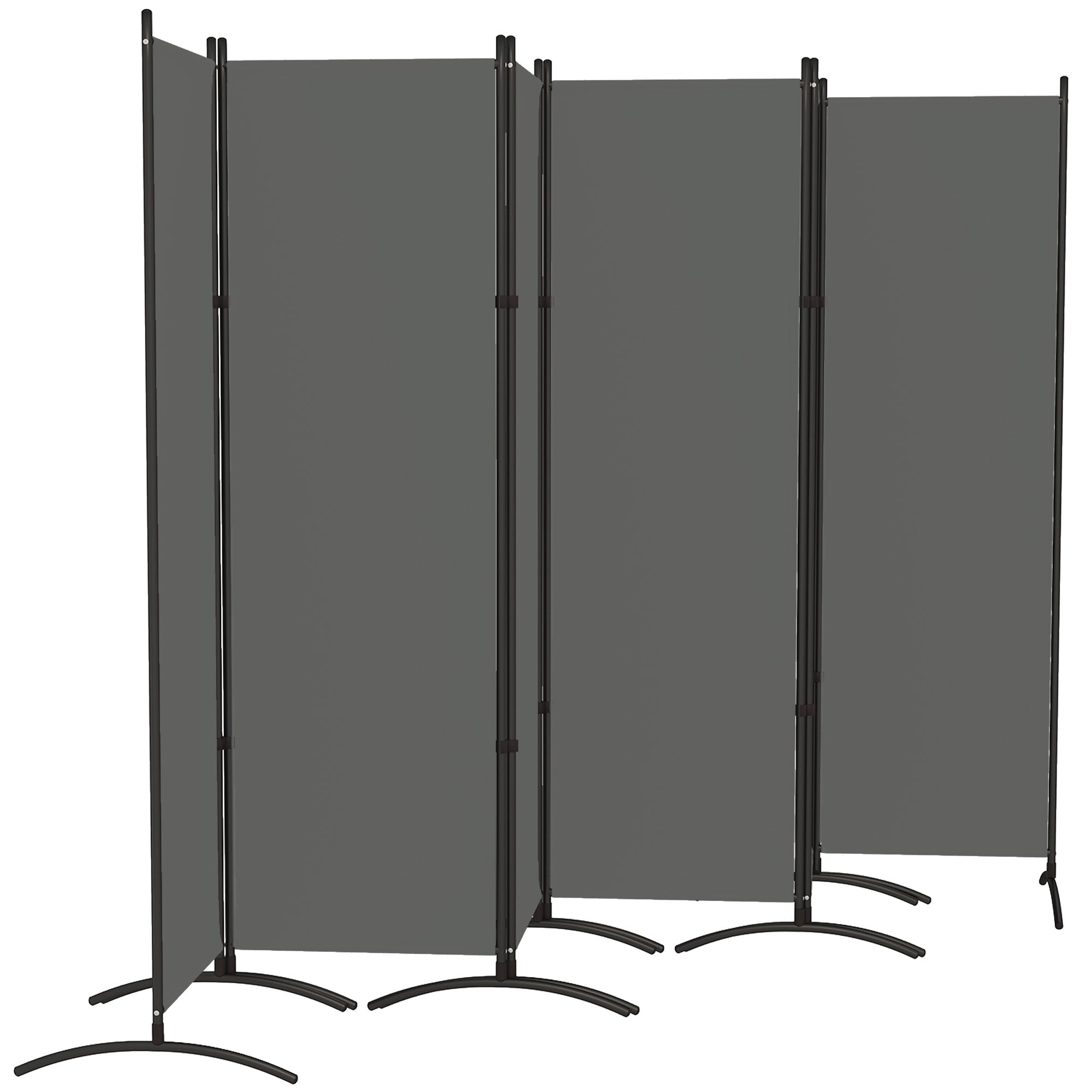 Outsunny 6 Panel Folding Room Divider, UV30+ Privacy Screen, Indoor Outdoor Privacy Panel with Stable Base, Dark Grey