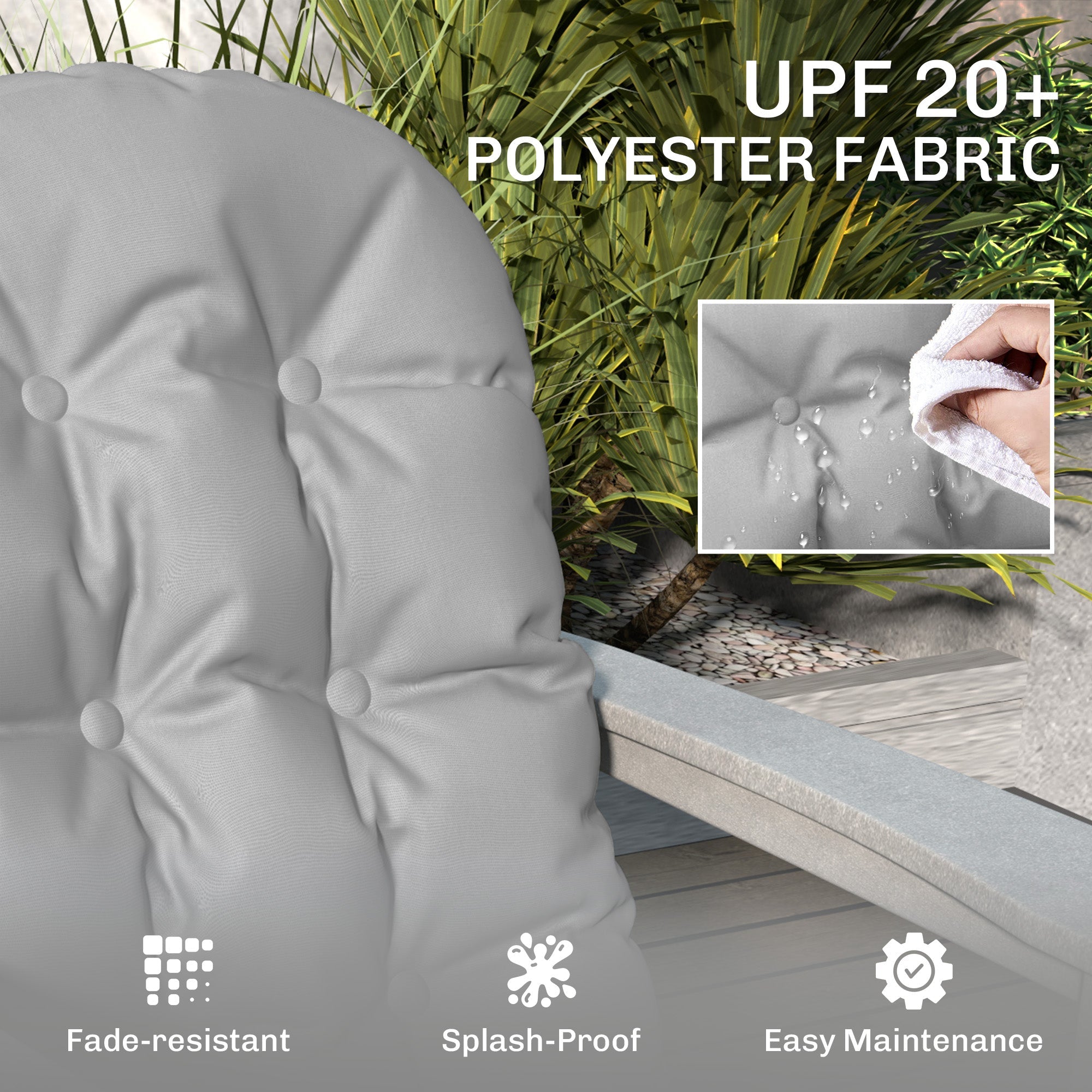 Outsunny Adirondack Chair Cushions Set of 2 with Ties, Light Grey