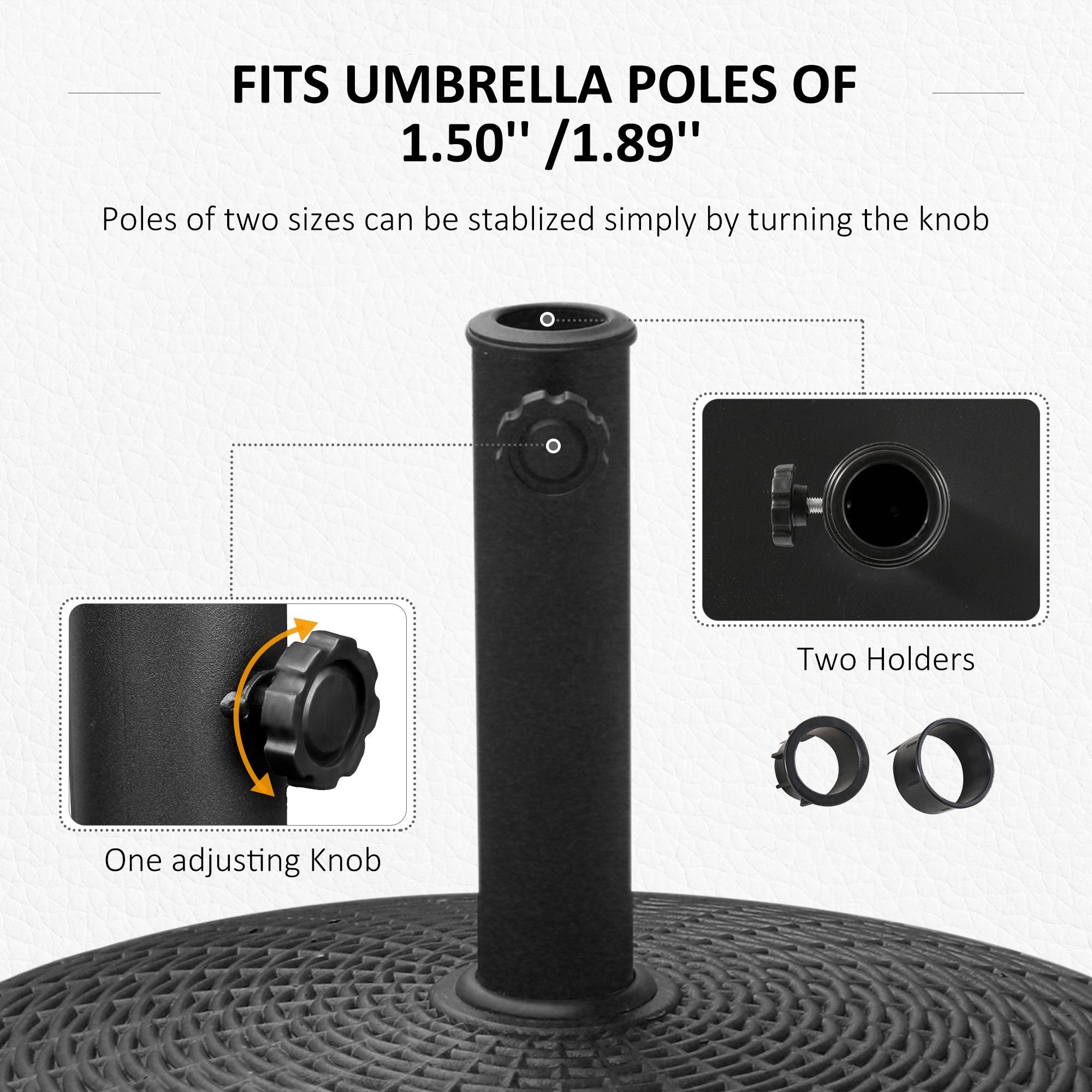 Outsunny Resin Patio Umbrella Base 20.5" Round Outdoor Parasol Stand with Braked Wheels Offset Garden Holder