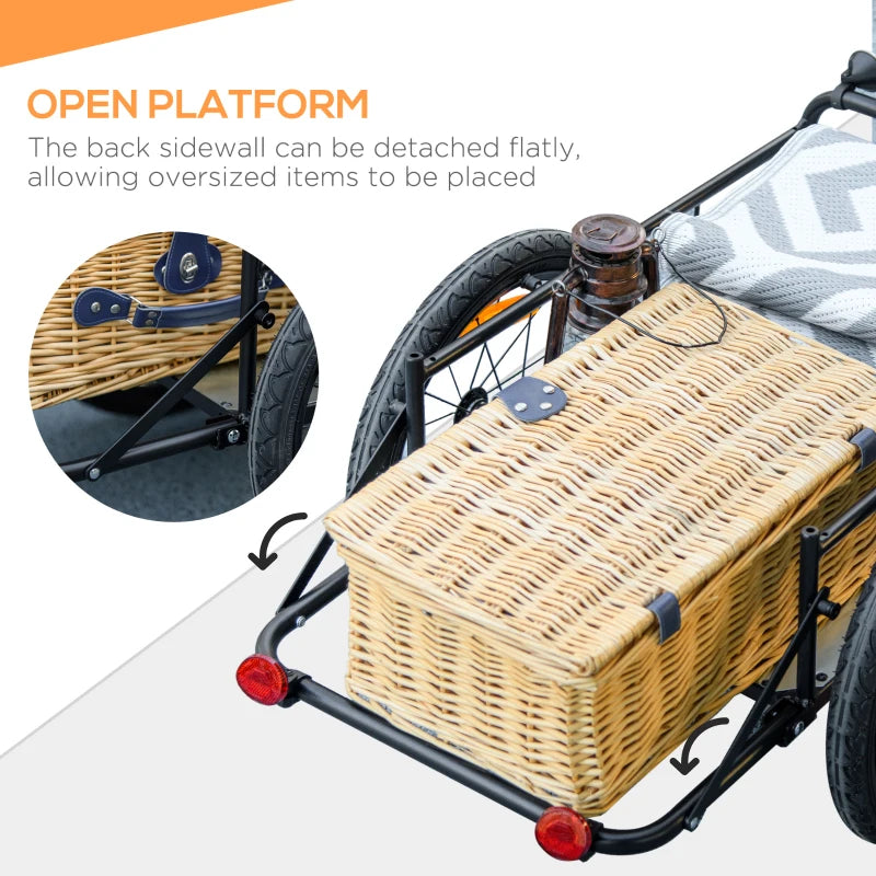 Aosom Steel Trailer for Bike, Bicycle Cargo Trailer with Foldable Storage Box and Safe Reflectors, Max Load 88LBS, Grey
