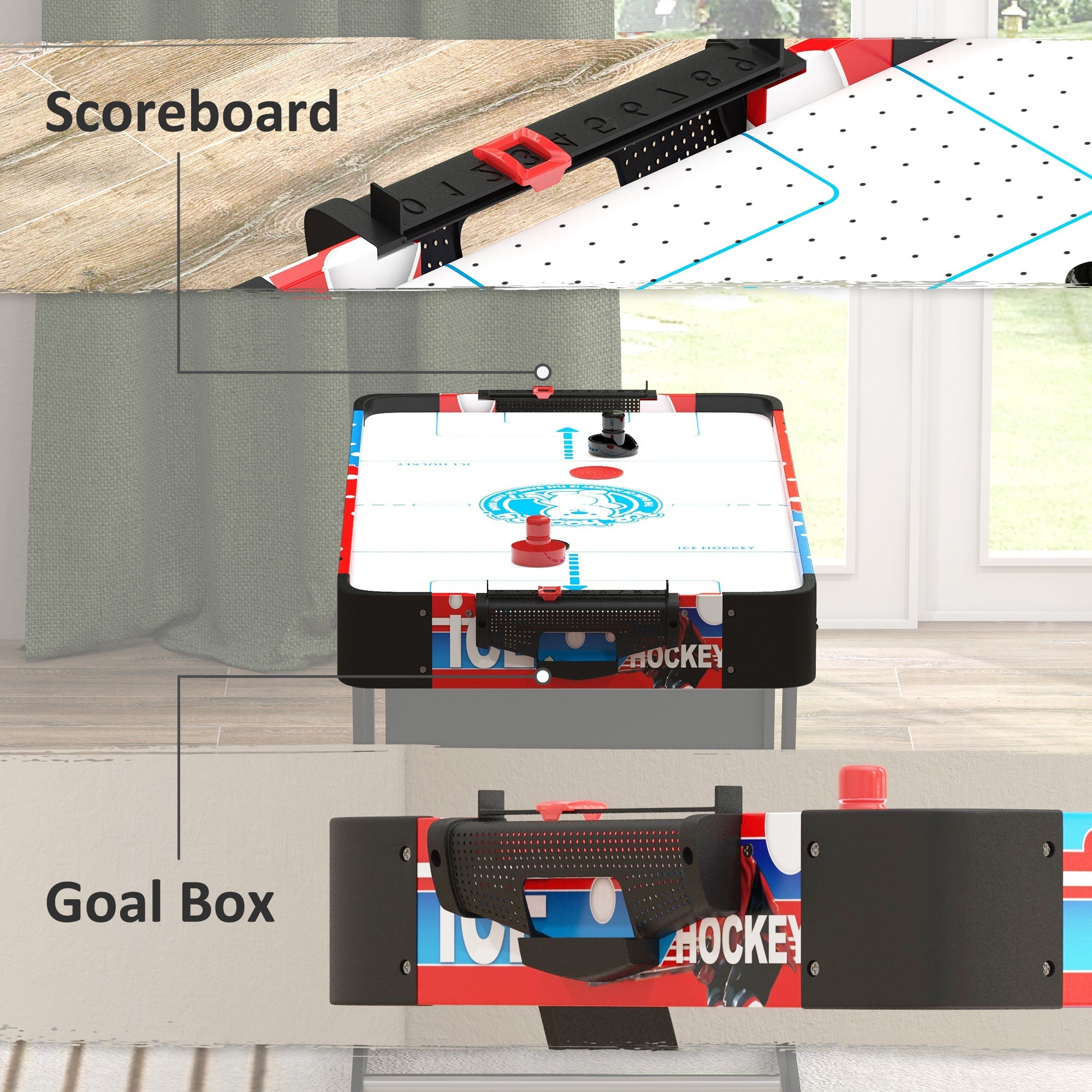 Soozier Compact Air Hockey Table 40" Arcade Style with Electronic Scoreboard 2 Pucks 2 Pushers for Game Room