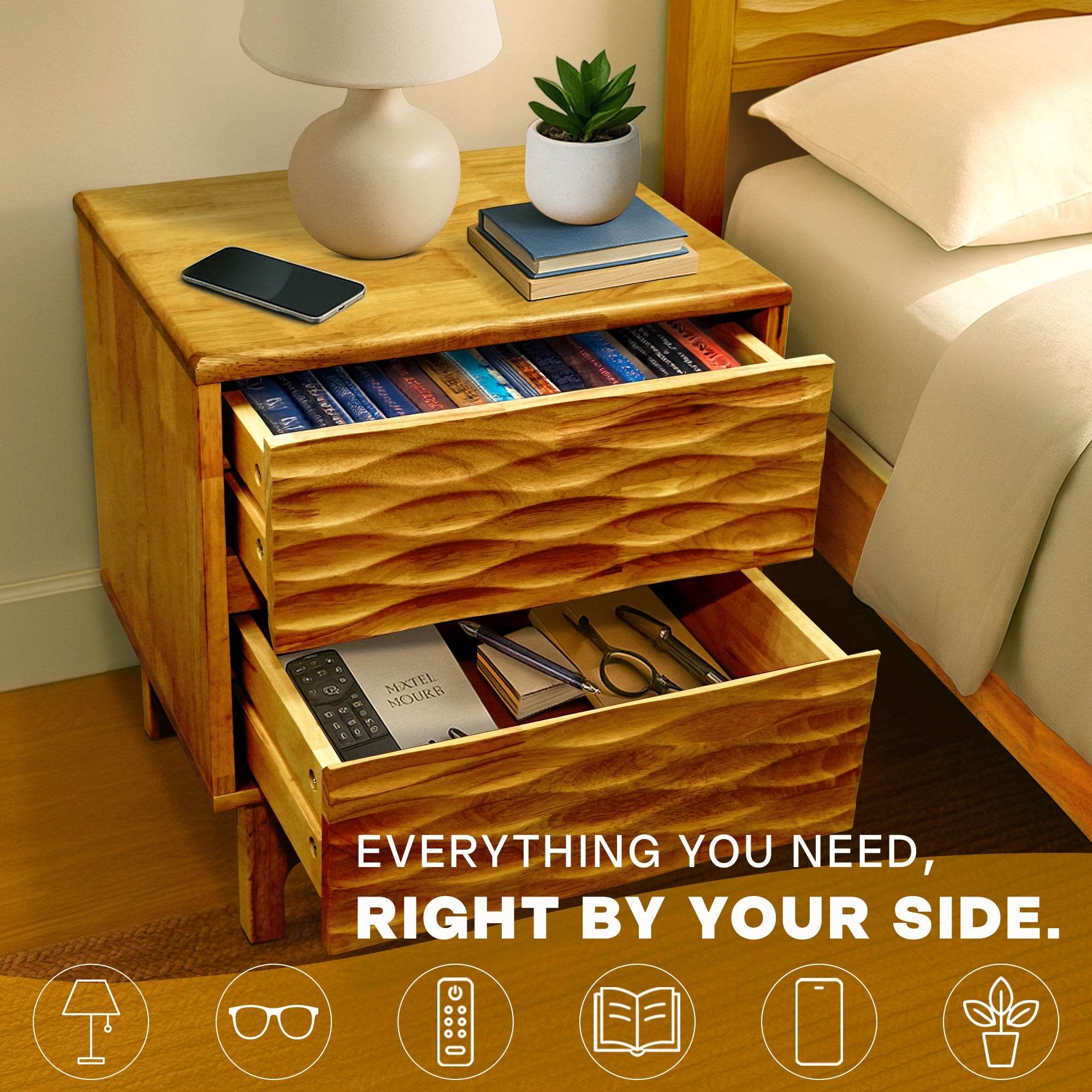 Elara Nightstand with 2 Drawers