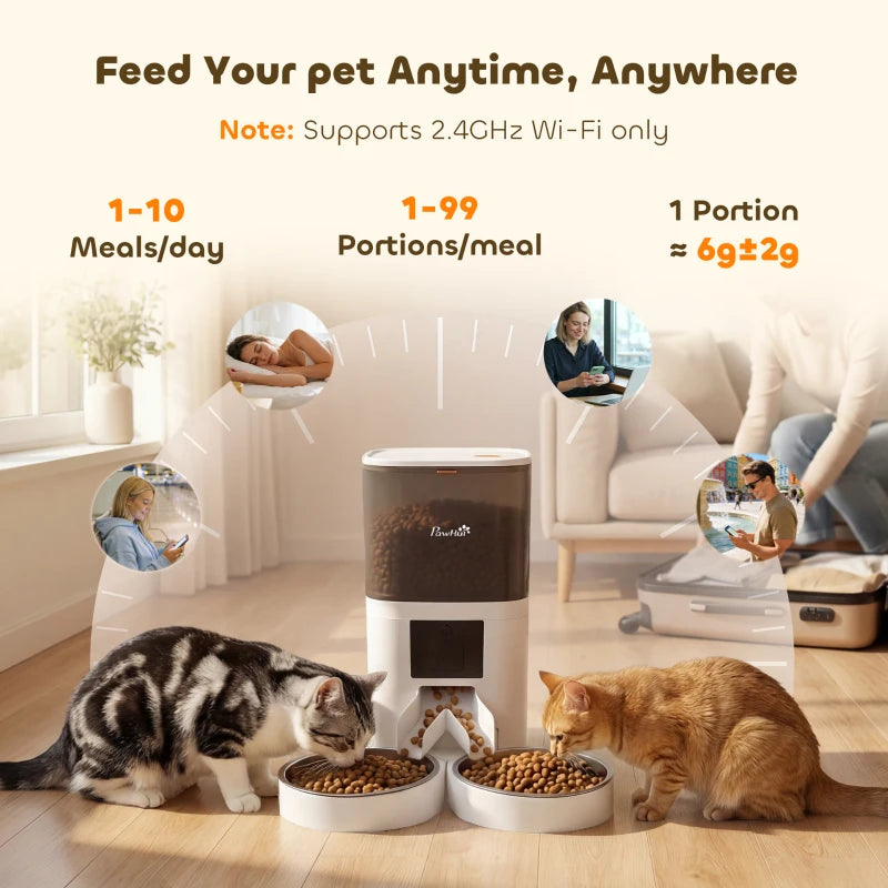 Automatic Cat Feeder with App Control Smart Cat Food Dispenser 10s Voice Recorder 6L