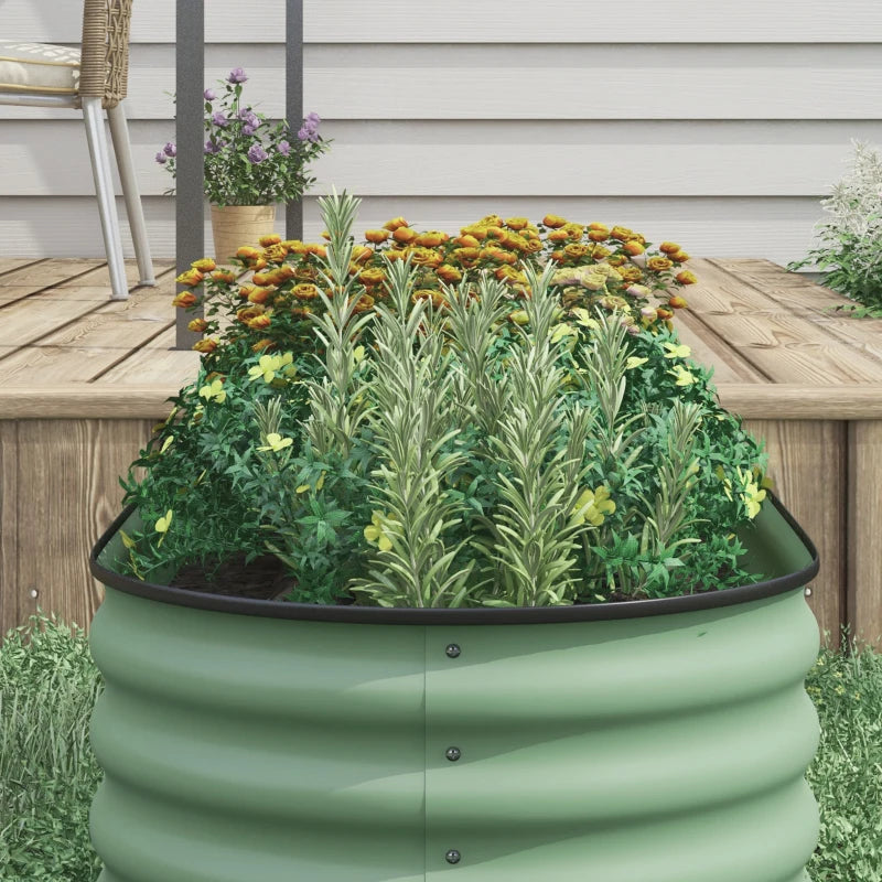 6.5 x 2 x 1.5 FT Galvanized Steel Raised Garden Bed, Metal Garden Bed Planter Box with Safety Edging, Green