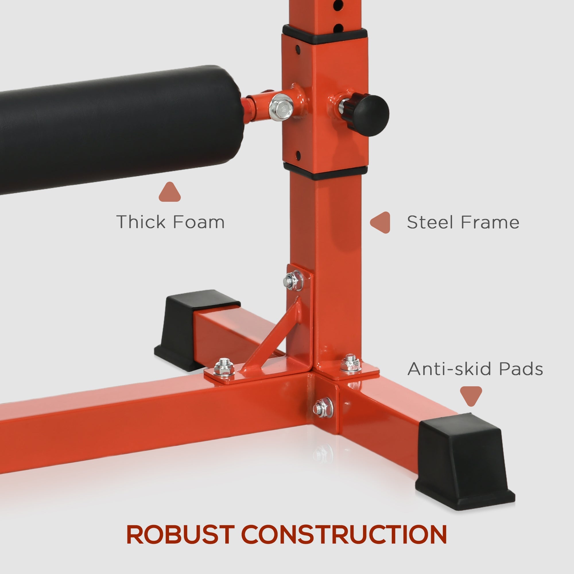 Soozier Bulgarian Split Squat Stand, Single Leg Squat Stand, 12-Level Adjustable Squat Roller for Lower Body Strength Training, Red