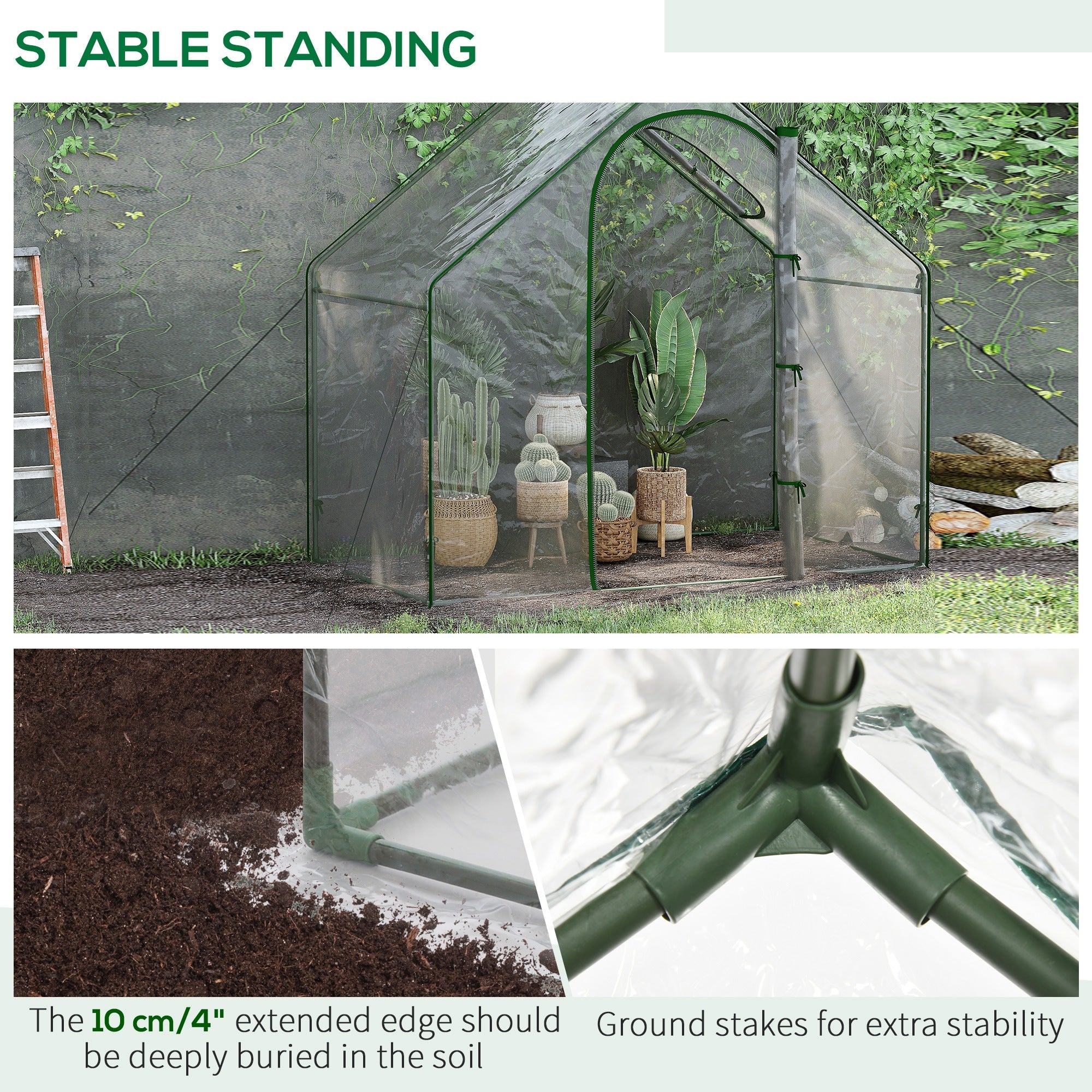 Outsunny Portable Flower Nursery: 6x3.3x5.5ft Mini Plant Growing PVC Tunnel Outdoor Warm House, Clear