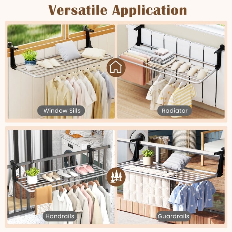 Portable Clothes Drying Rack Extendable Radiator Clothes Airer with Robust Aluminum Frame