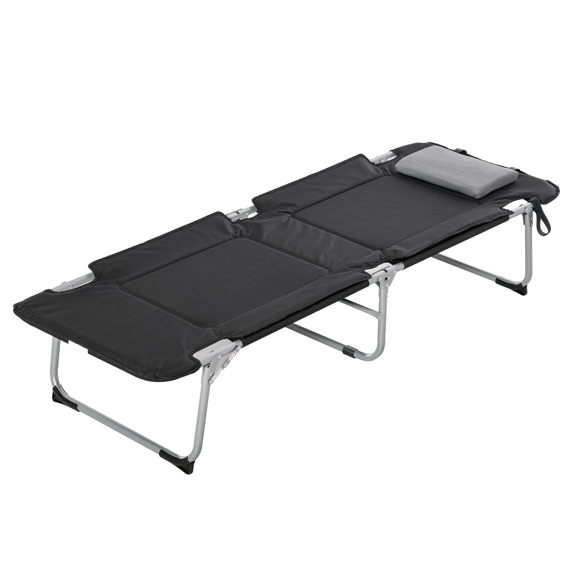 Outsunny Folding Camping Cot Sleeping Bed for Adults Office Outdoor Hiking Portable Black