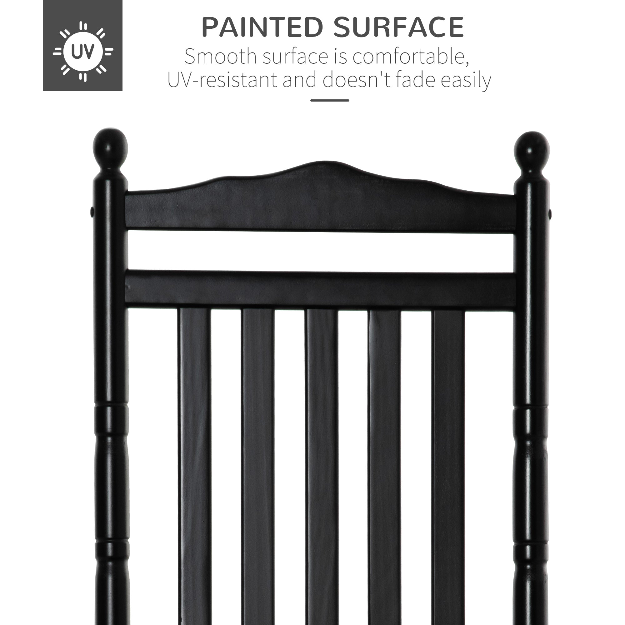 Outsunny Wooden Outdoor Rocking Chair, Patio Rocking Chair with Slatted High Back and Armrests for Porch, Garden, Lawn, Black