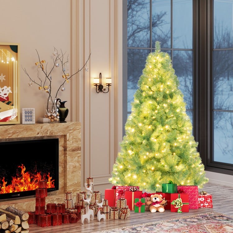 6 ft Pre-Lit Tinsel Christmas Tree Artificial Xmas Tree Home Office Party Seasonal Holiday Decoration