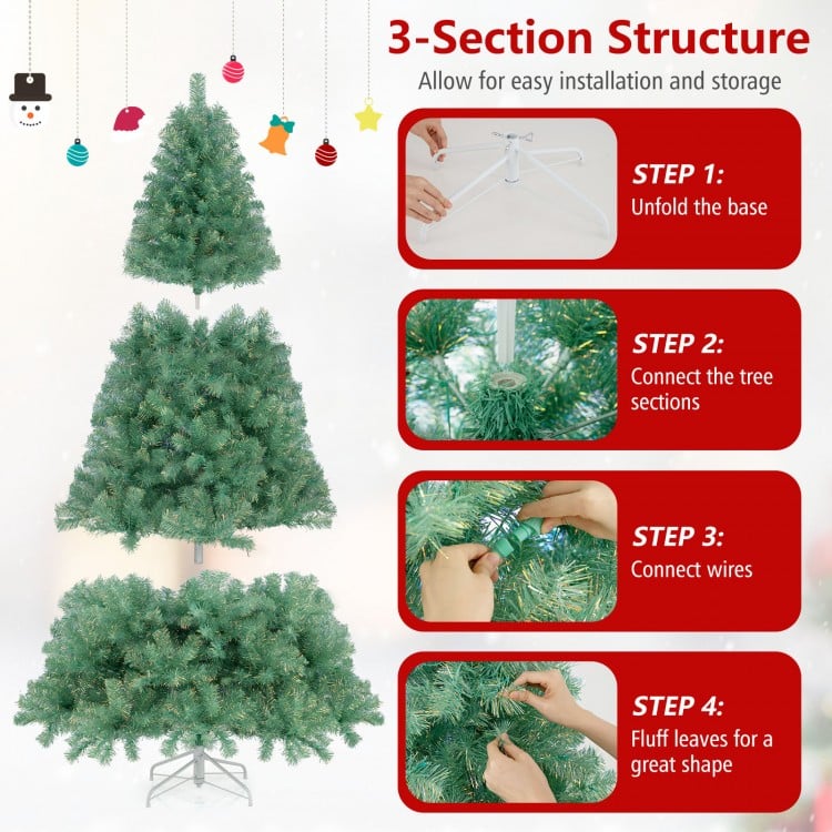 6 ft Pre-Lit Tinsel Christmas Tree Artificial Xmas Tree Home Office Party Seasonal Holiday Decoration
