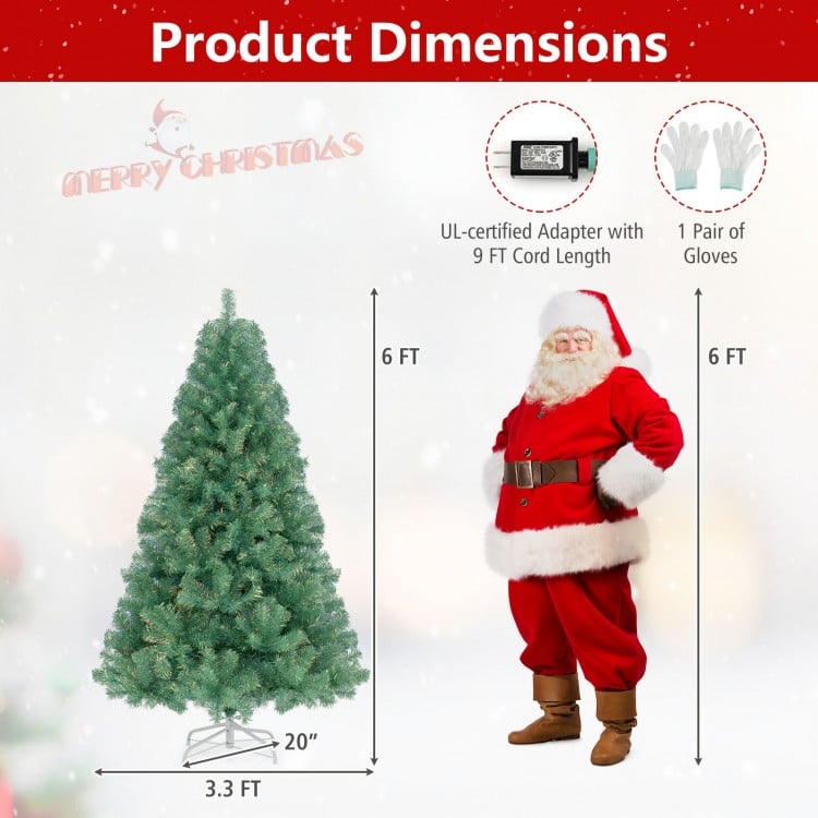 6 ft Pre-Lit Tinsel Christmas Tree Artificial Xmas Tree Home Office Party Seasonal Holiday Decoration