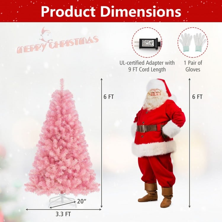 6 ft Pre-Lit Tinsel Christmas Tree Artificial Xmas Tree with Lush Branch Tips Holiday Decoration