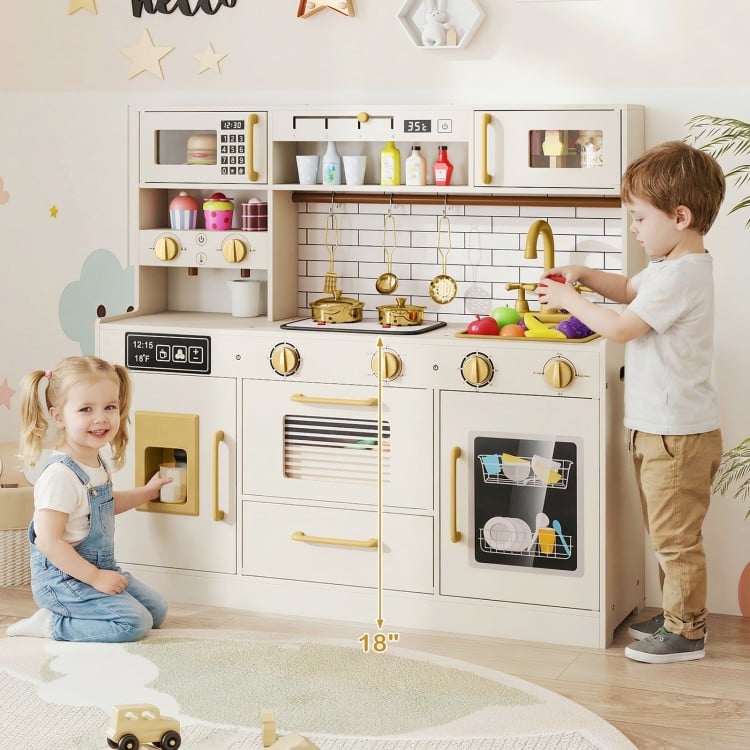 Pretend Toy Kitchen Set with Stoves and Water Dispenser