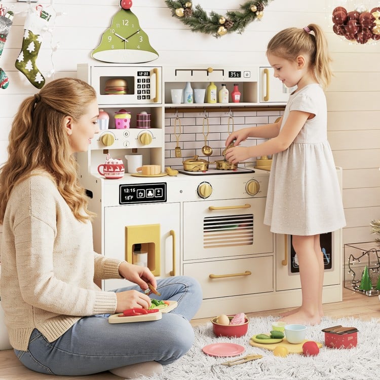Pretend Toy Kitchen Set with Stoves and Water Dispenser