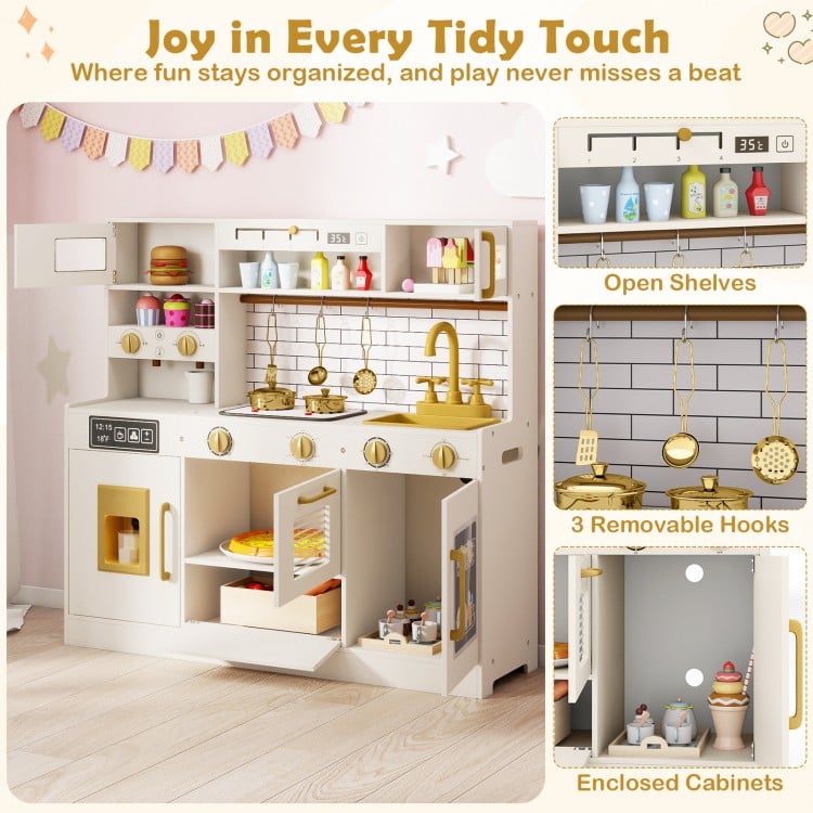 Pretend Toy Kitchen Set with Stoves and Water Dispenser