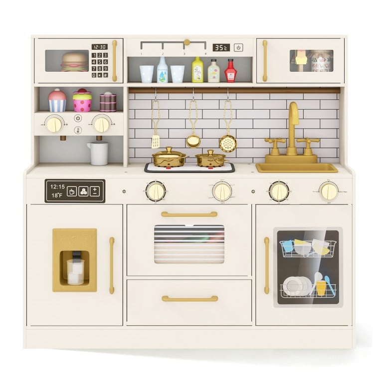 Pretend Toy Kitchen Set with Stoves and Water Dispenser