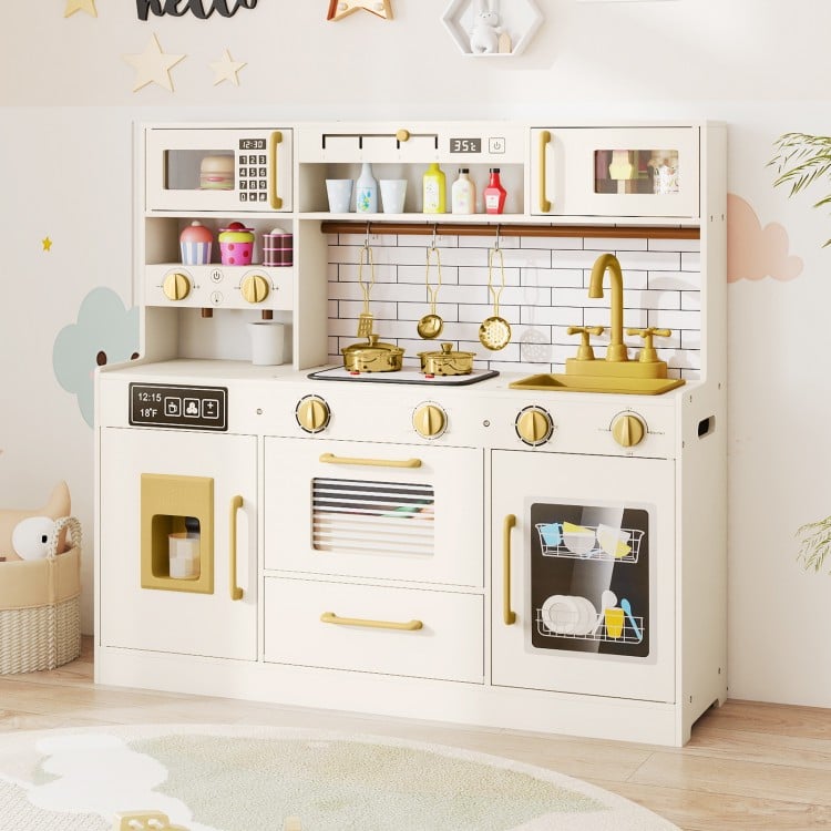 Pretend Toy Kitchen Set with Stoves and Water Dispenser
