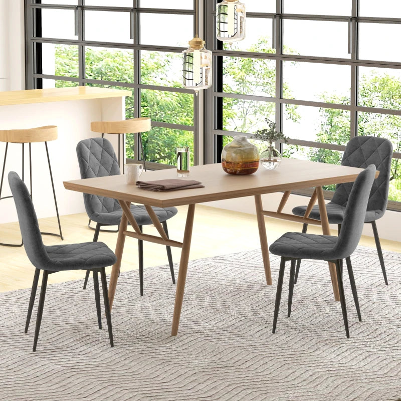 Dining Chairs Set of 4, Upholstered Dining Room Chairs with Steel Legs, Modern Kitchen Chair for Dining Room, Grey