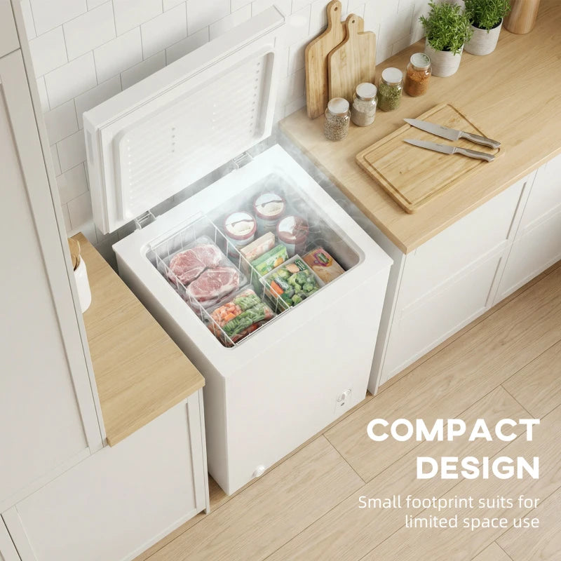 Mini Freezer, 3.5 Cu.Ft Chest Freezer with 5-Setting Adjustable Thermostat, Wire Basket, Quiet Operation, White