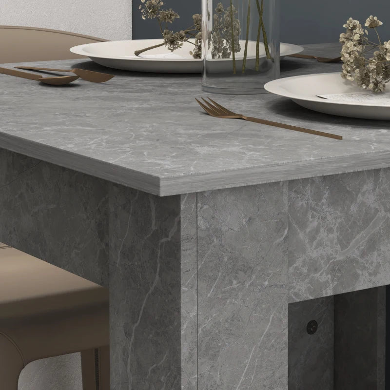 Square Dining Table, Modern Dining Room Table with Faux Cement Effect, Space Saving Small Kitchen Table, Cement Grey