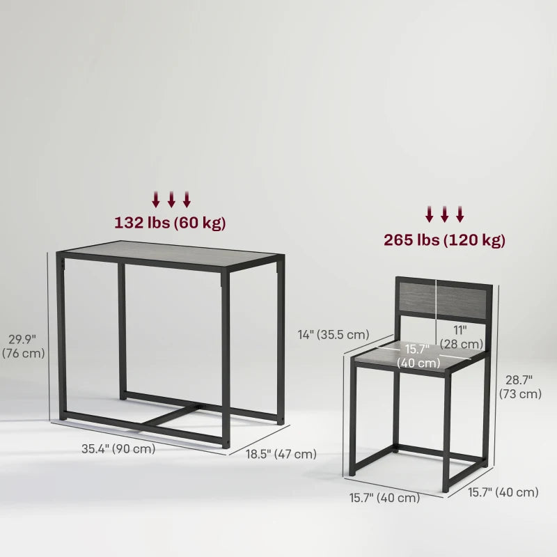 Dining Table Set, Industrial Dining Set for 2, Kitchen Table and Chairs for Small Space, Dining Room Table with Chairs