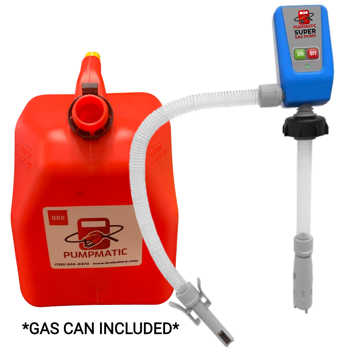 Gas Can PumpMatic Super Gas Pump + Jerry Can Combo Kit - Transfer Gas, Diesel, Kerosene, etc. + 3 Power Sources w/ 4.25ft Hose