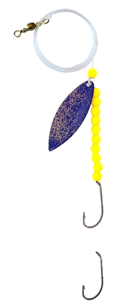 Solid Yellow Beads Willow Leaf Spinner – Purple Speckle Blade Lure