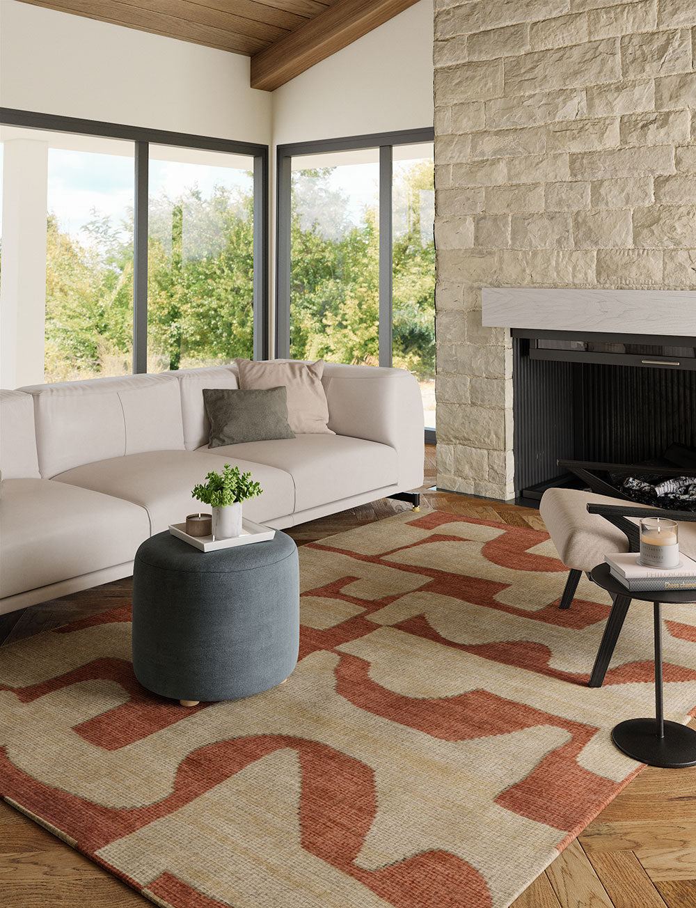 Puzla Orange Natural Rug