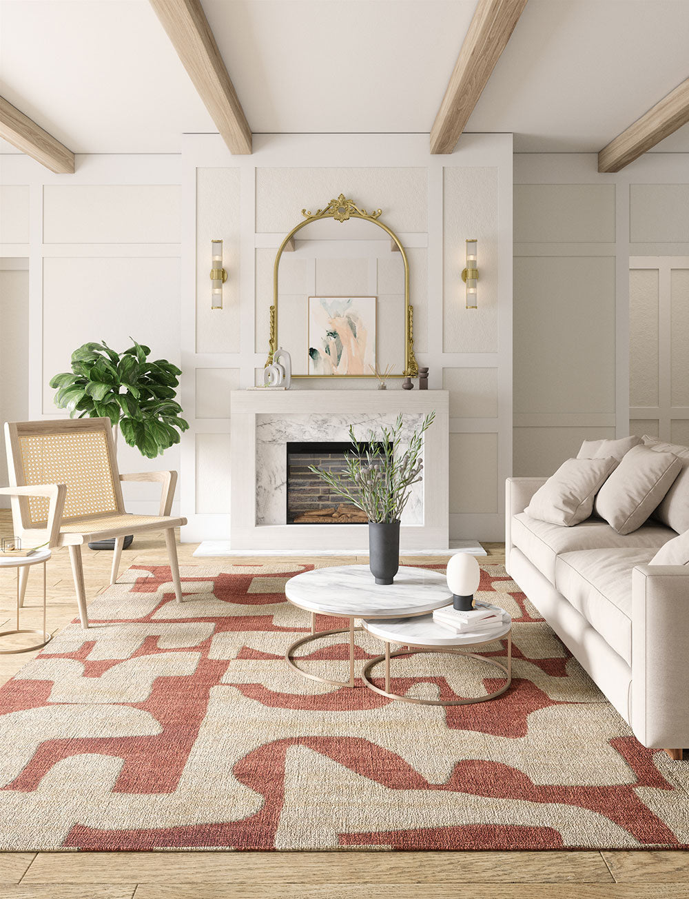 Puzla Orange Natural Rug