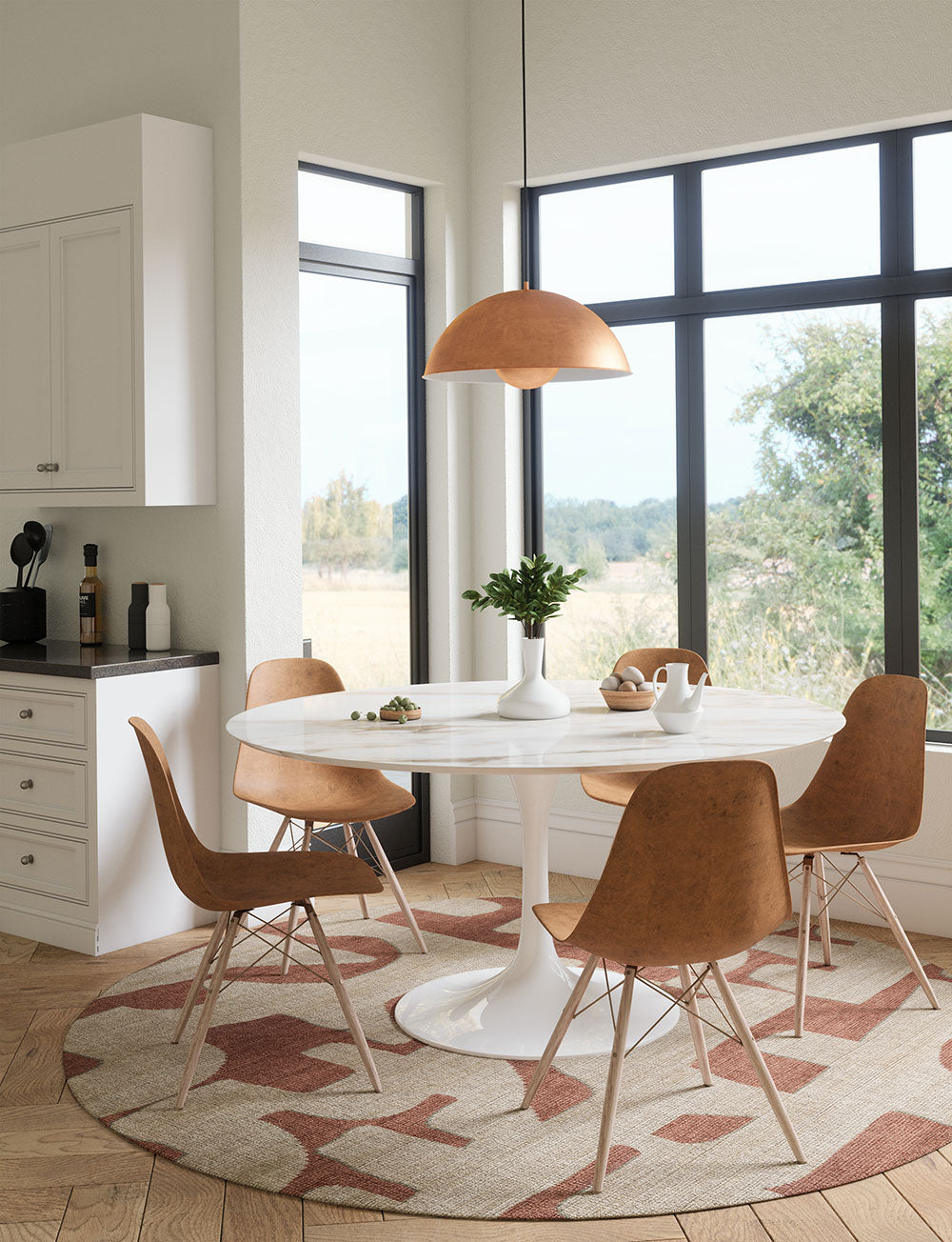 Puzla Orange Natural Rug