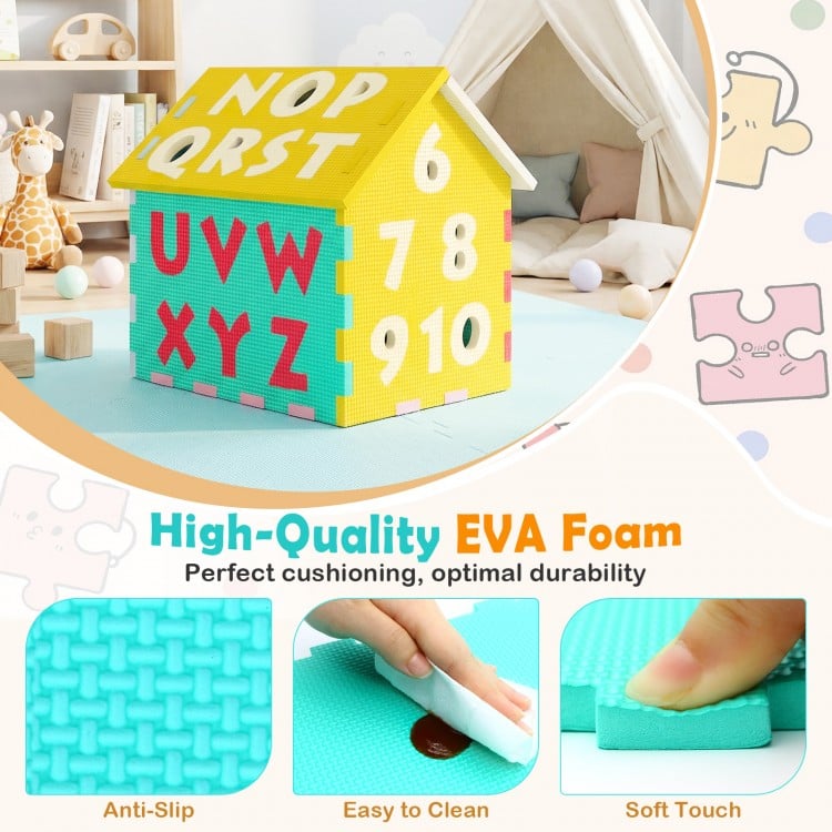 Puzzle Floor Mats with Interlocking Alphabet and Number for Kids