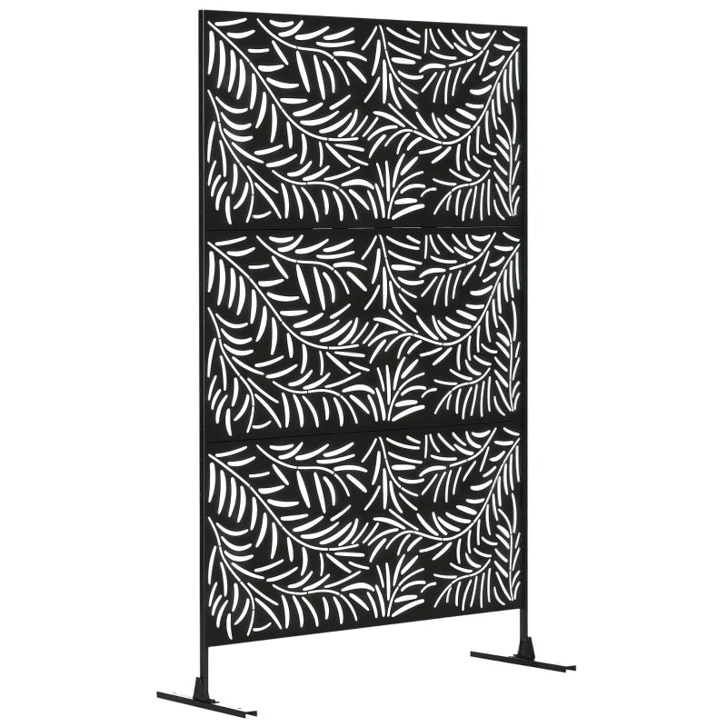 Metal Outdoor Privacy Screen, Decorative Outdoor Divider with Stand and Expansion Screws, Freestanding Privacy Panel for Garden Deck Pool Hot Tub, Willow Branch Style