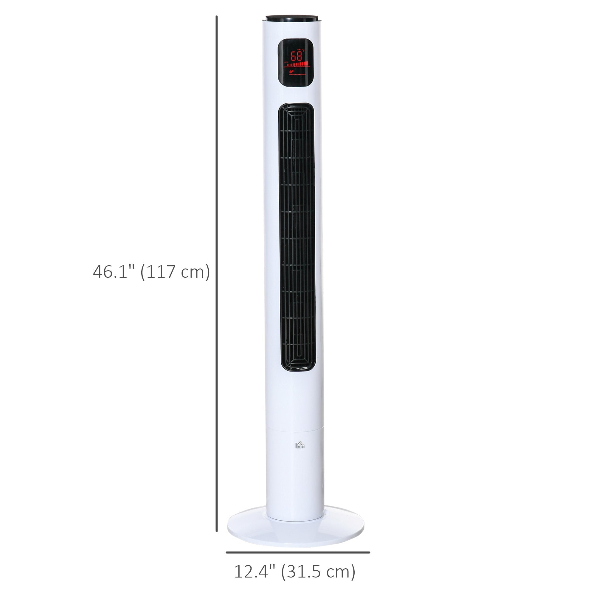 HOMCOM Oscillating Tower Fan Standup Cooling 3 Speed 12h Timer LED Remote White for Efficient Air Circulation