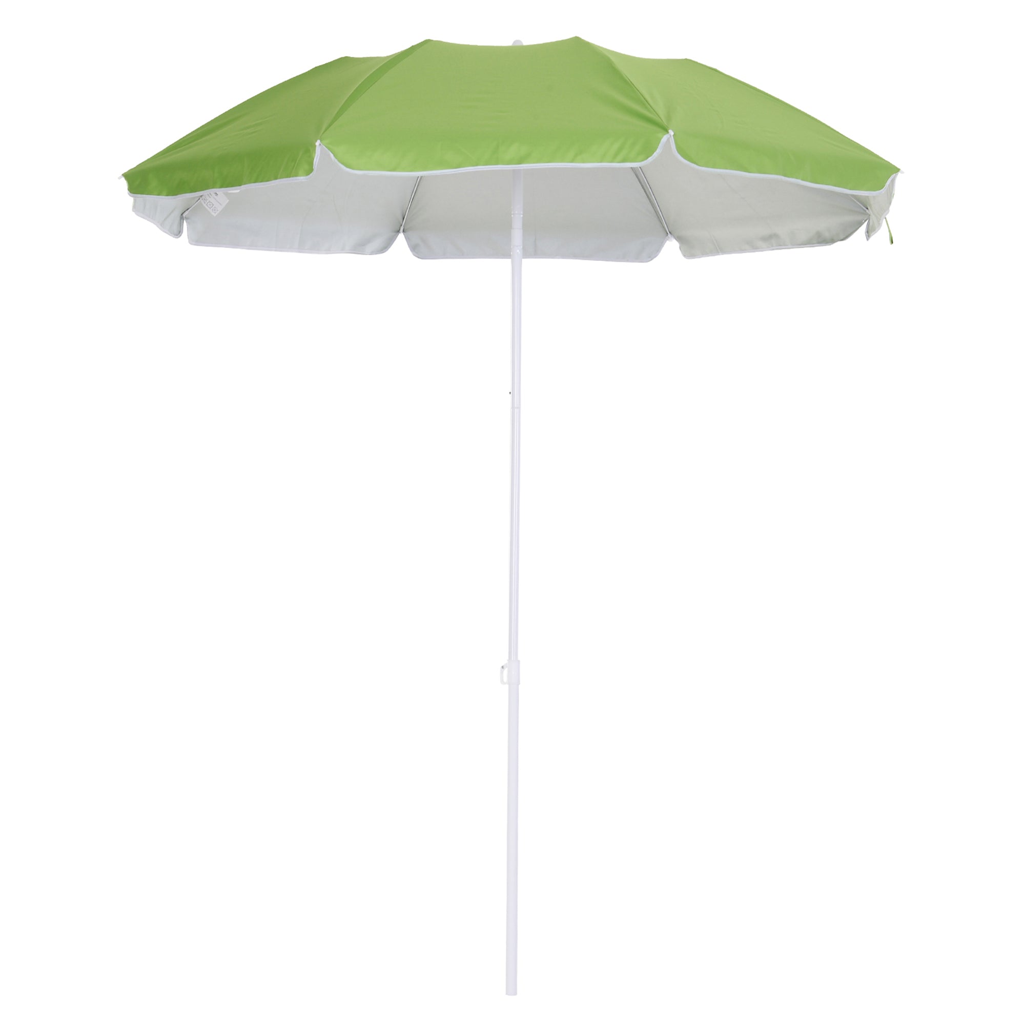 Outsunny 6.7ft Beach Umbrella with Push Button Tilt, Ruffled Outdoor Umbrella with Carry Bag and 8 Ribs, Green