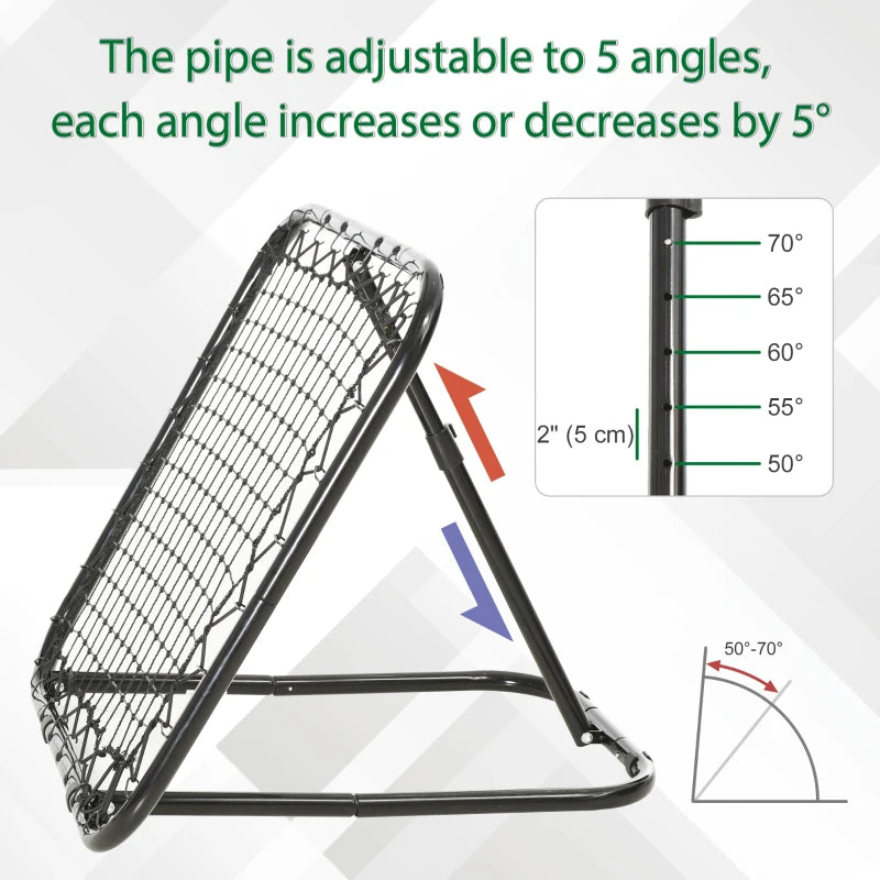 Soozier Soccer Rebounder Net, 3' x 3', Angle Adjustable Baseball Rebounder Net Training Equipment Aid with Quick Folding Design for Teens & Adults, Kickback Target Goal Play