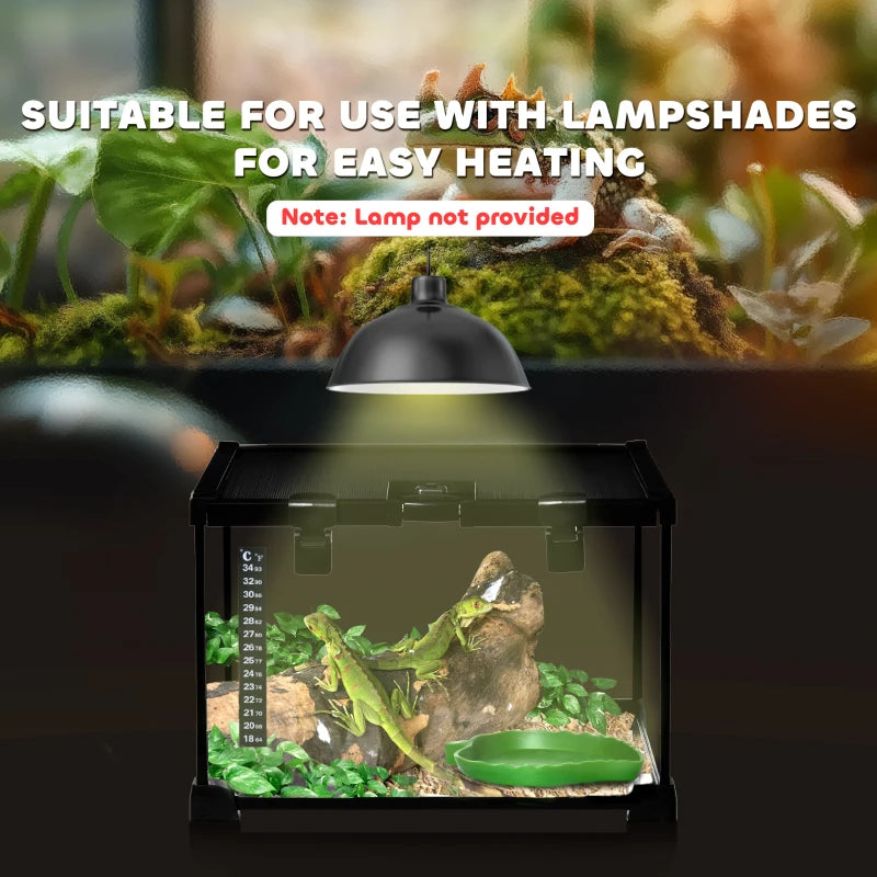 Glass Reptile Terrarium with Thermometer, Water Basin, Full View Visually for Lizards, Horned Frogs, Snakes, Spiders