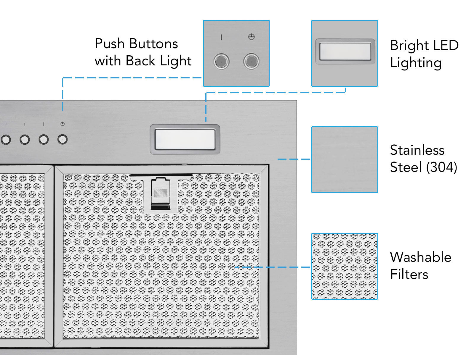 36 Inch 600 CFM Range Hood Insert - VICTORY Q1