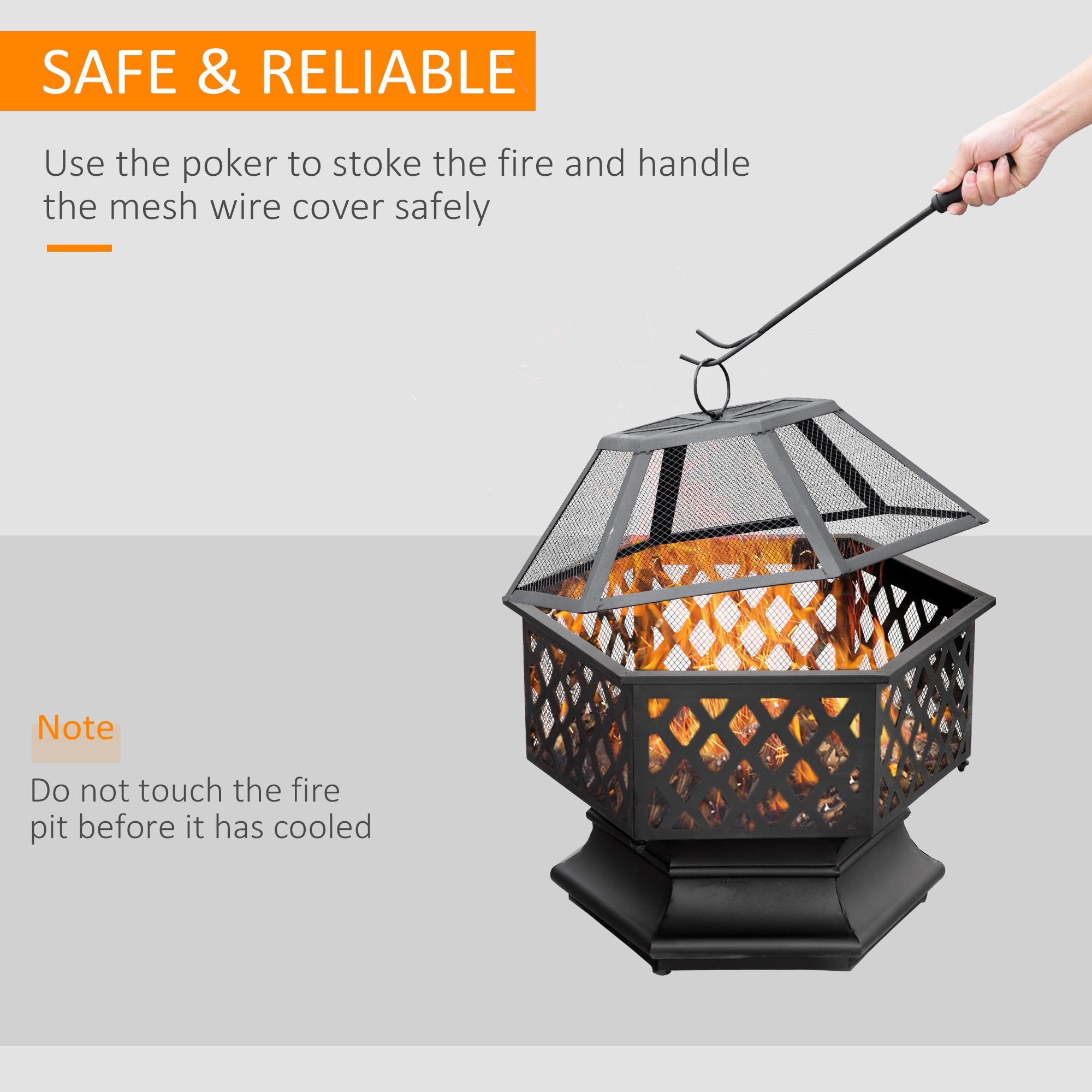 Outsunny Portable Outdoor Fire Pit Bronze Screen Cover Wood Burning Bowl Poker Patio Backyard Decor