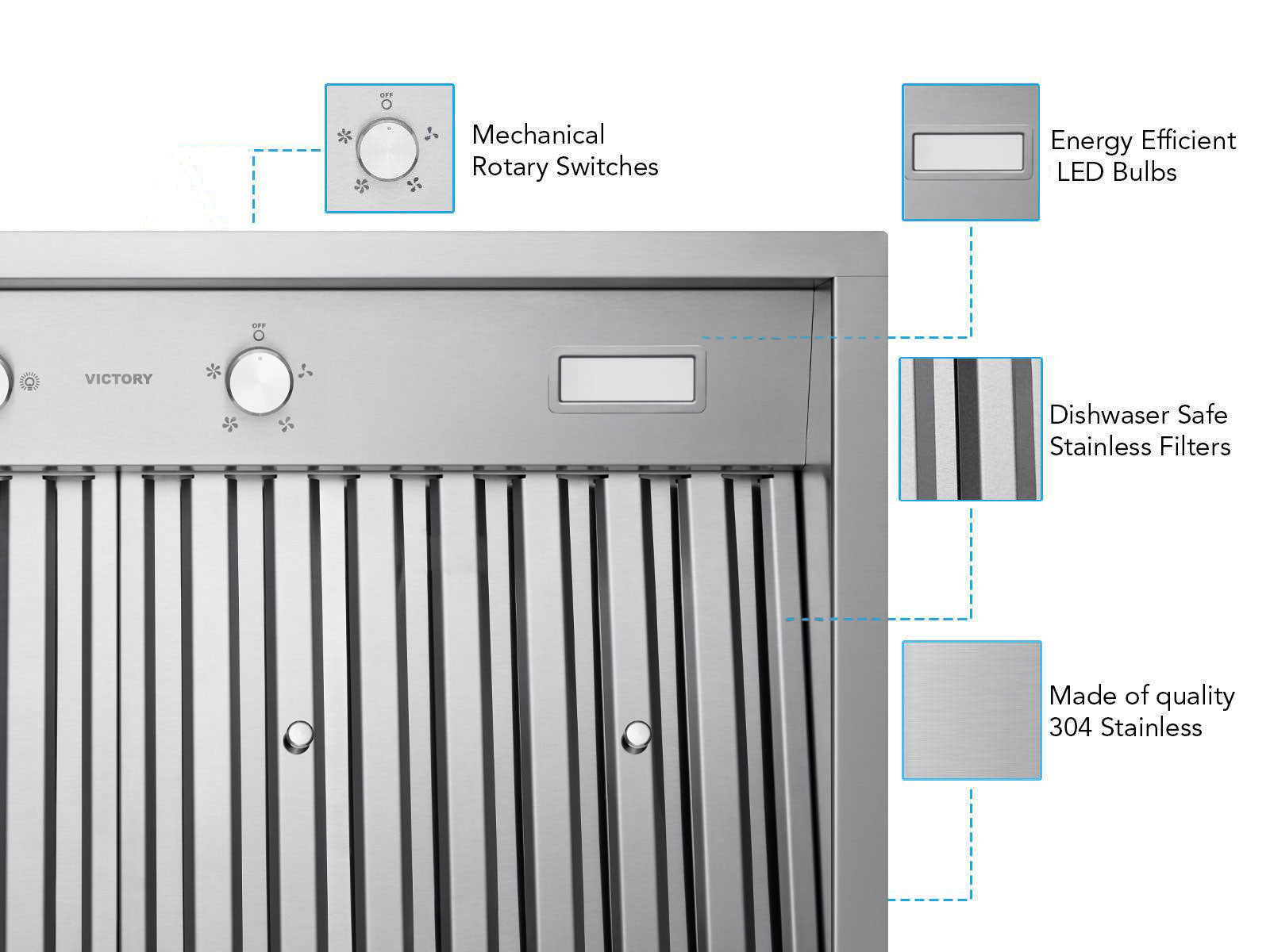 36 Inch 700 CFM Range Hood Insert - VICTORY Q2