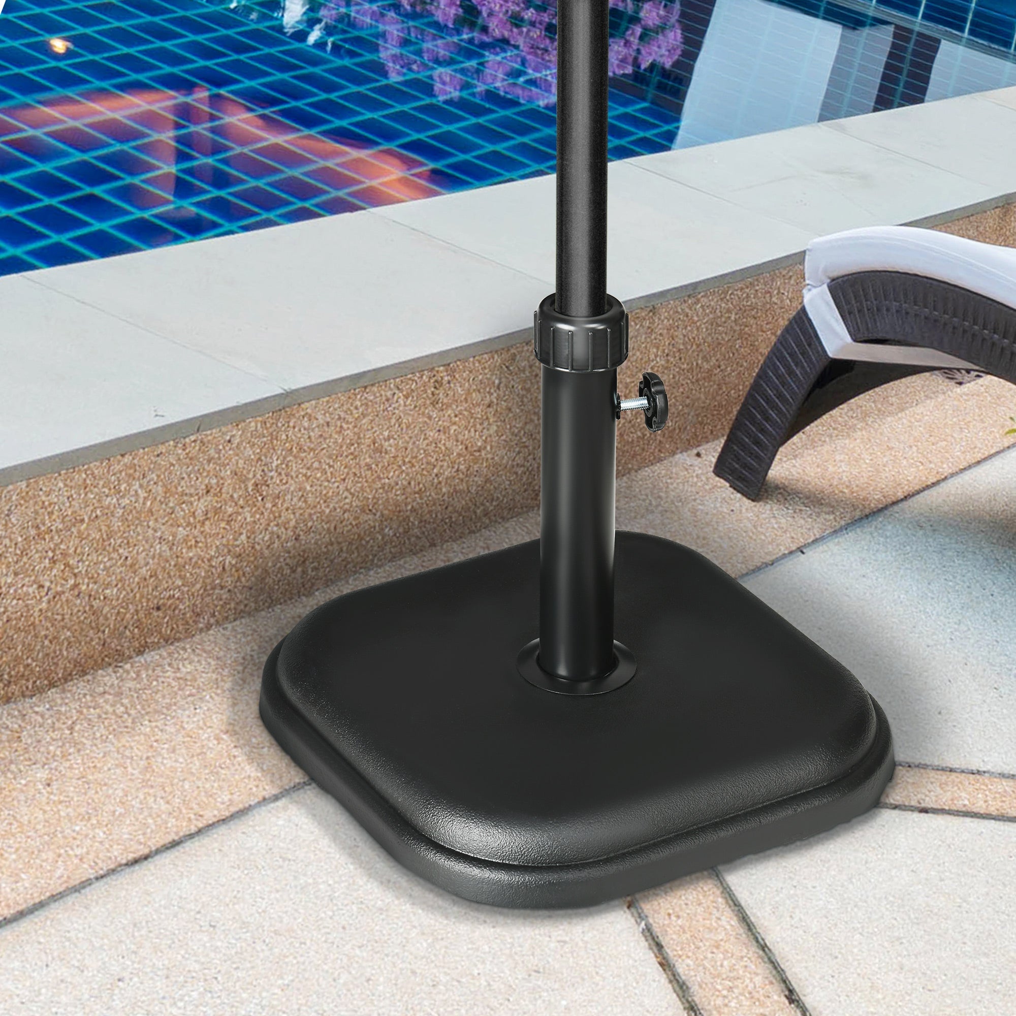 Outsunny 24lb Concrete Patio Umbrella Base: Heavy Duty Outdoor Market Table Stand Black