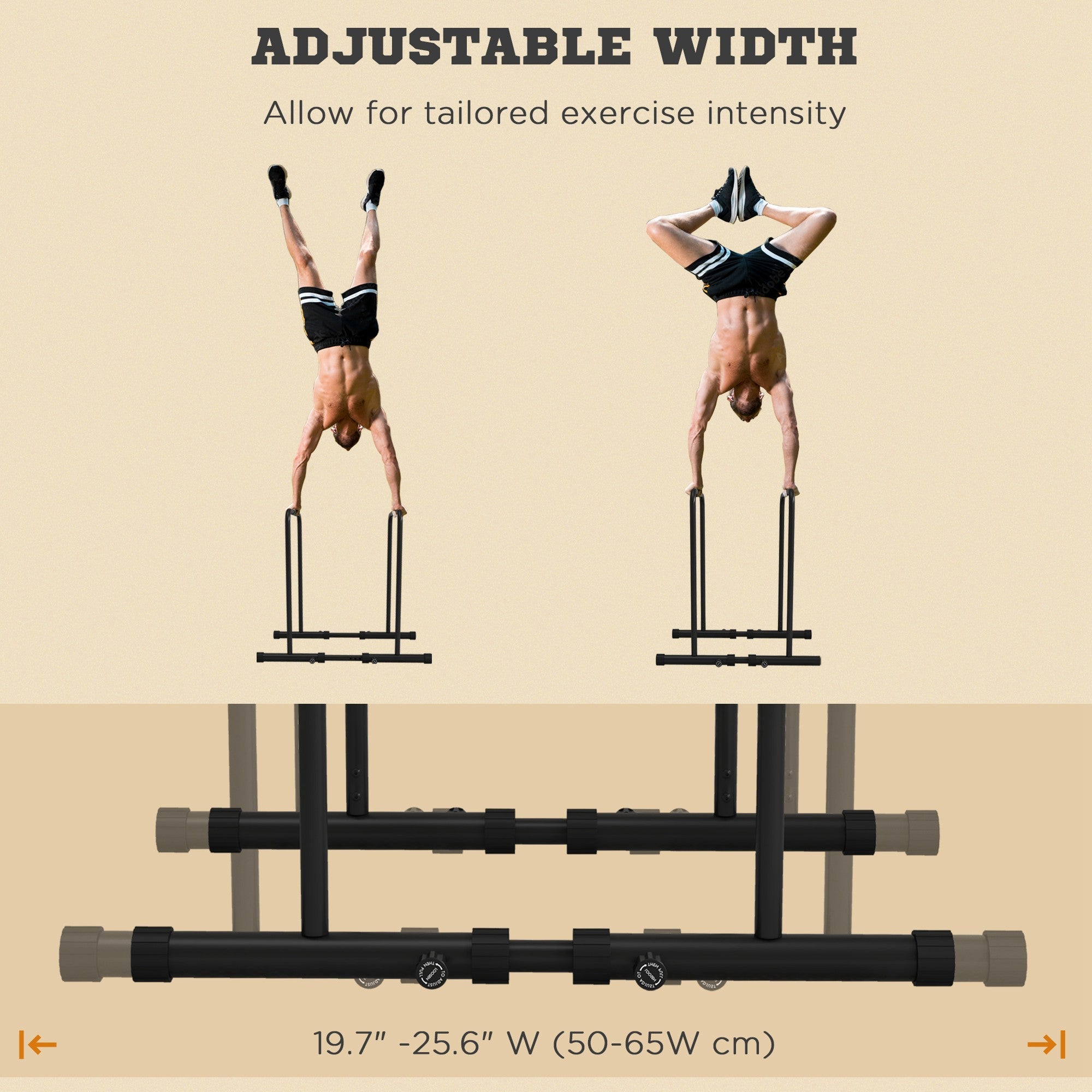 Soozier Adjustable Dip Station, Push Up Bars with 6 Width and 2 Height Levels for Home Gym Fitness Workout