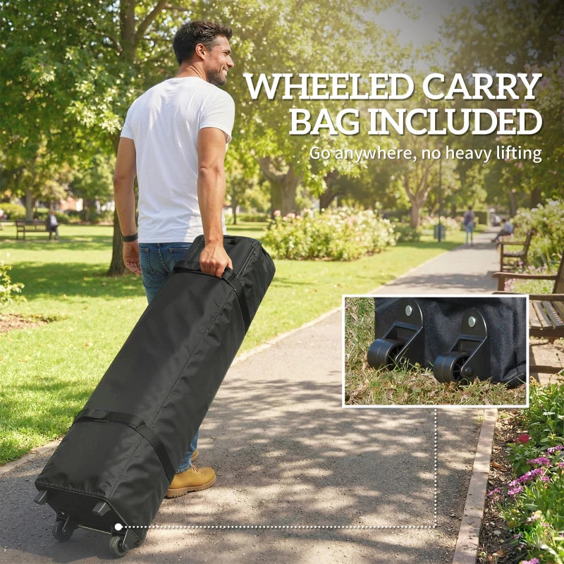 9.6 x 9.6 ft Pop Up Canopy Tent with Pockets, UPF 50+ 1-Button Push Outdoor Instant Canopy with Sandbags, Wheeled Bag
