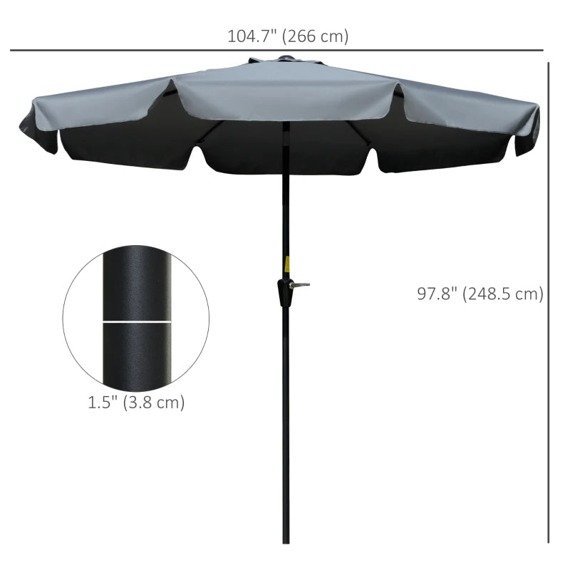 8.5 ft Outdoor Market Table Umbrella, Round Patio Umbrella with Tilt and Crank for Garden, Backyard, Deck, Dark Grey