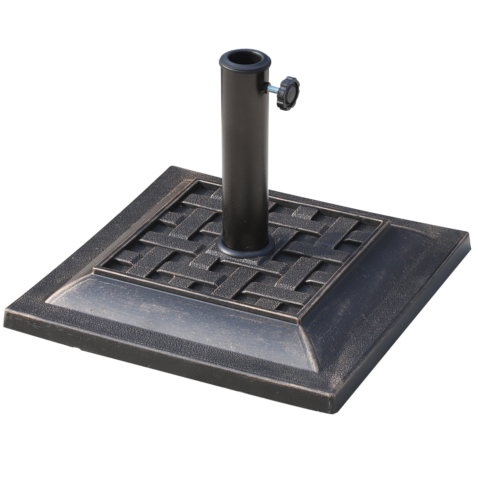 Outsunny Resin Square Umbrella Base: Coated Pole Stand for Patio Market Parasols, Bronze