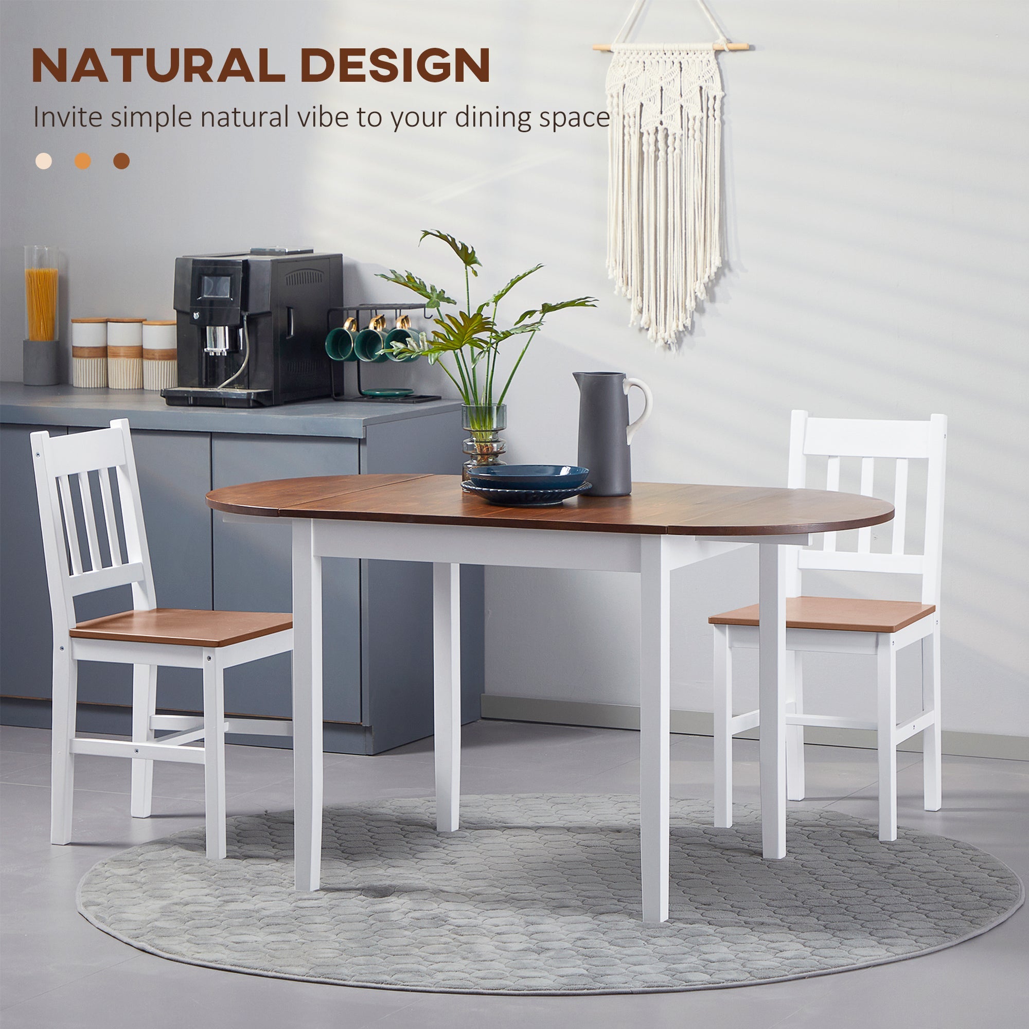 HOMCOM Versatile Solid Wood Kitchen Table Drop Leaf Folding Dining Table for Small Spaces Brown