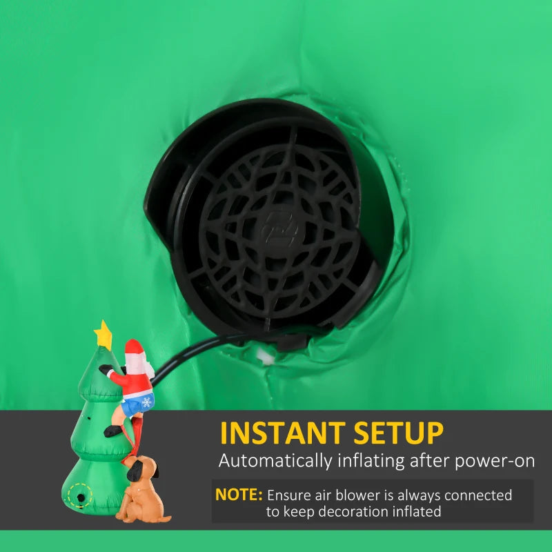 HOMCOM 5.9ft Inflatable Christmas Tree, Santa Claus, Dog, LED Lights, Indoor, Outdoor, Home, Garden, Lawn, Decoration