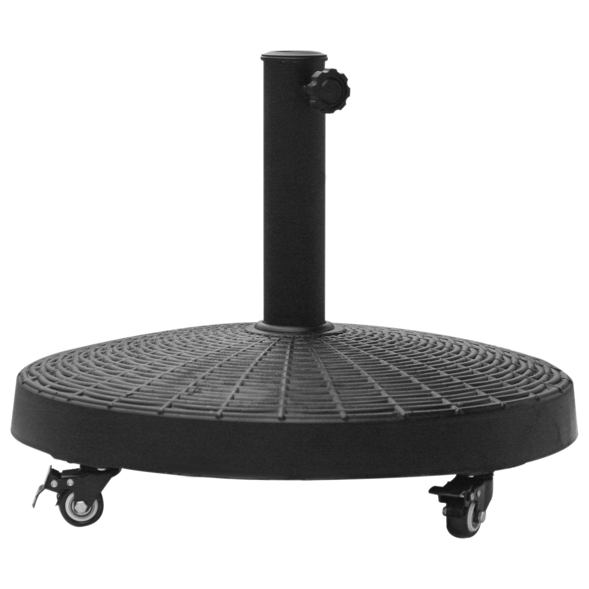 Outsunny Resin Patio Umbrella Base 20.5" Round Outdoor Parasol Stand with Braked Wheels Offset Garden Holder